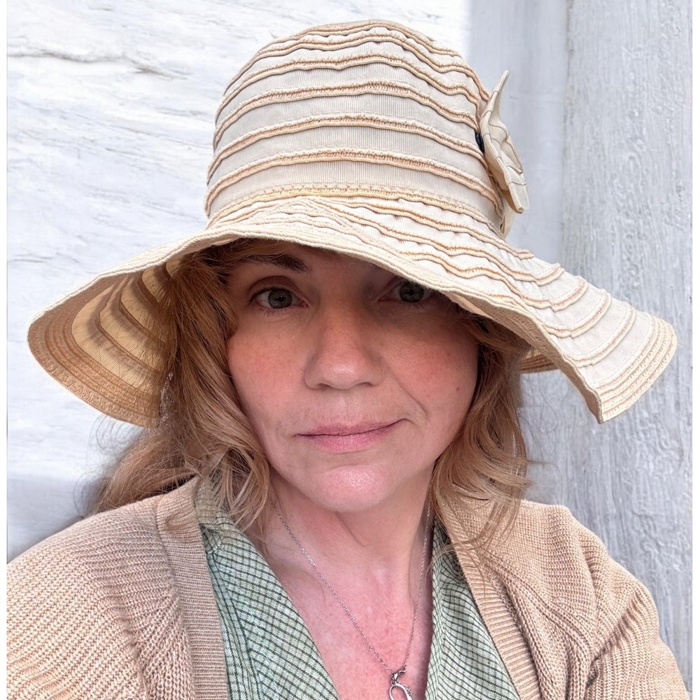 Sun Hat San Diego Hat Company Cream Bow Cottage Romantic Floppy Boho Paper Blend